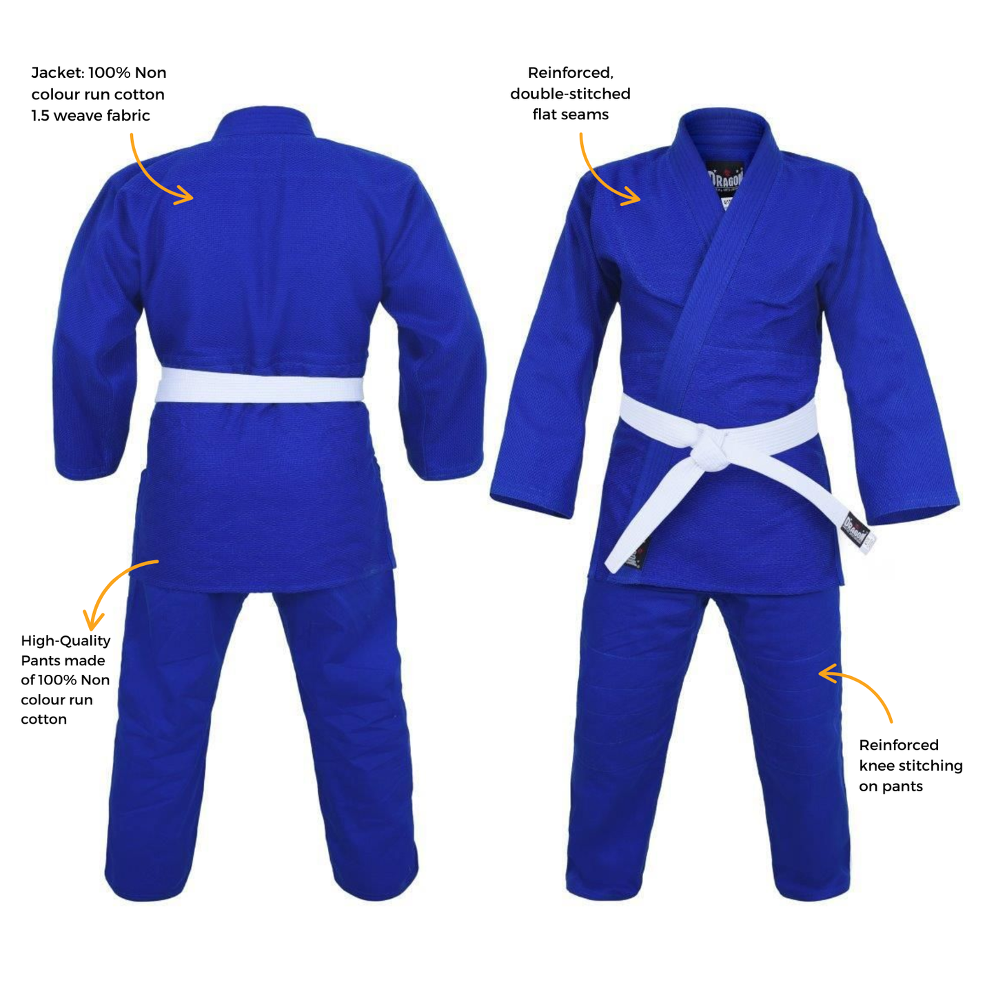 Dragon Blue 1.5 (550Gsm) Judo Weave Uniform