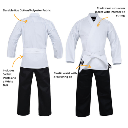 Dragon Karate Salt & Pepper Uniform Black (8oz)