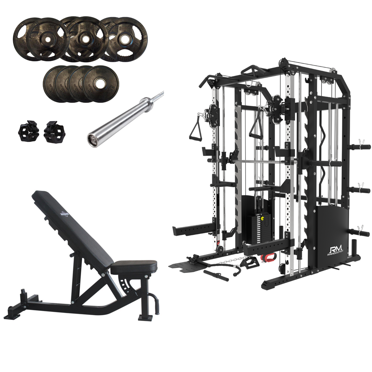 Rapid Motion FT1008 Commercial Smith Machine Power Rack and