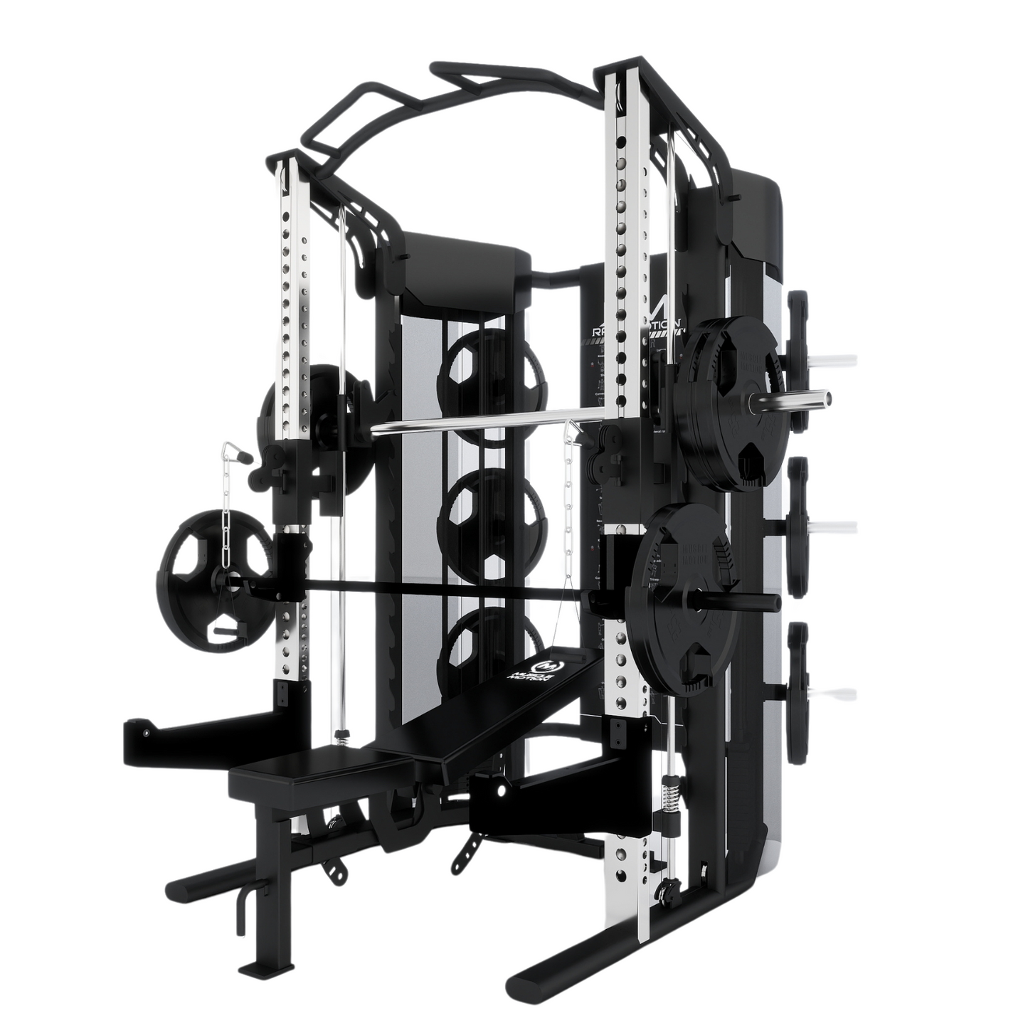 Rapid Motion FT1010 Commercial Smith Machine Power Rack and Functional Trainer 3 in 1 Package