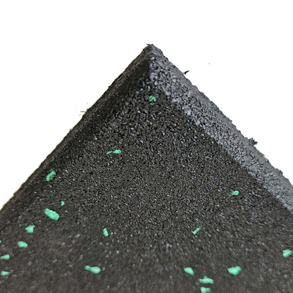 Commercial Rubber Gym Flooring-Black with Green Fleck (1000mm x 1000mm x 15mm)