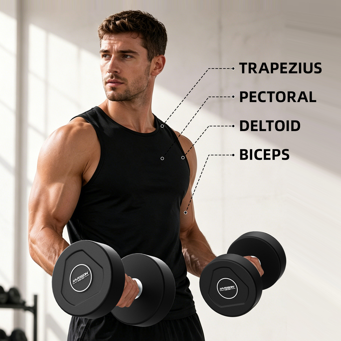 2.5kg to 50kg TPU Round Head Dumbbell Set Harison