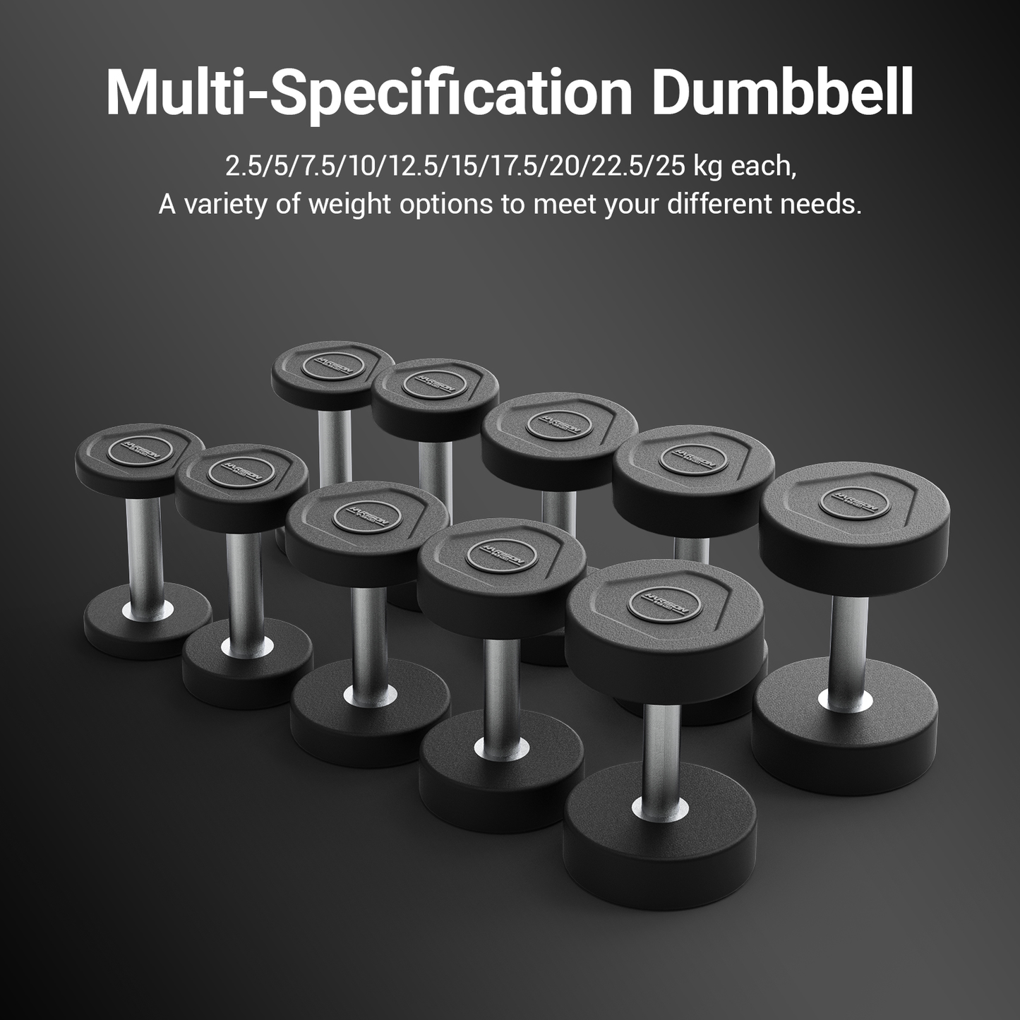 2.5kg to 50kg TPU Round Head Dumbbell Set Harison
