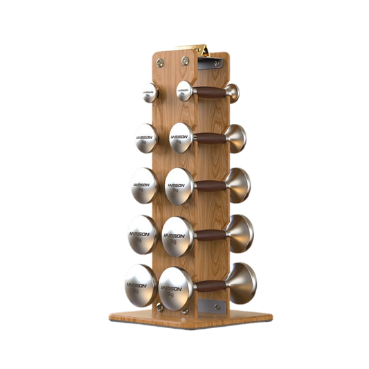 Harison HR-103A/103B Walnut and Stainless Steel Dumbbell Set