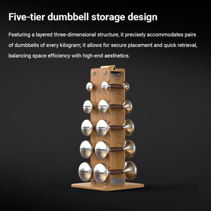 Harison HR-103A/103B Walnut and Stainless Steel Dumbbell Set