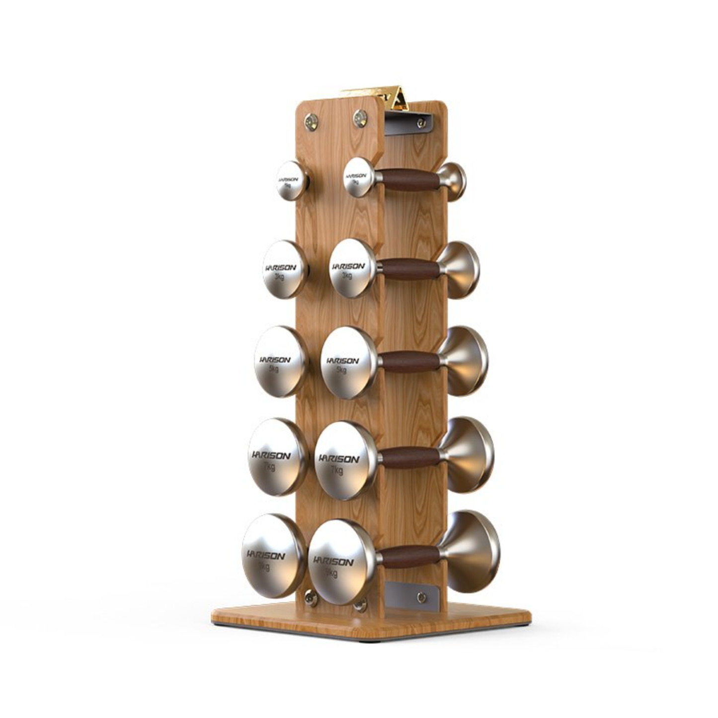 Harison HR-103A/103B Walnut and Stainless Steel Dumbbell Set
