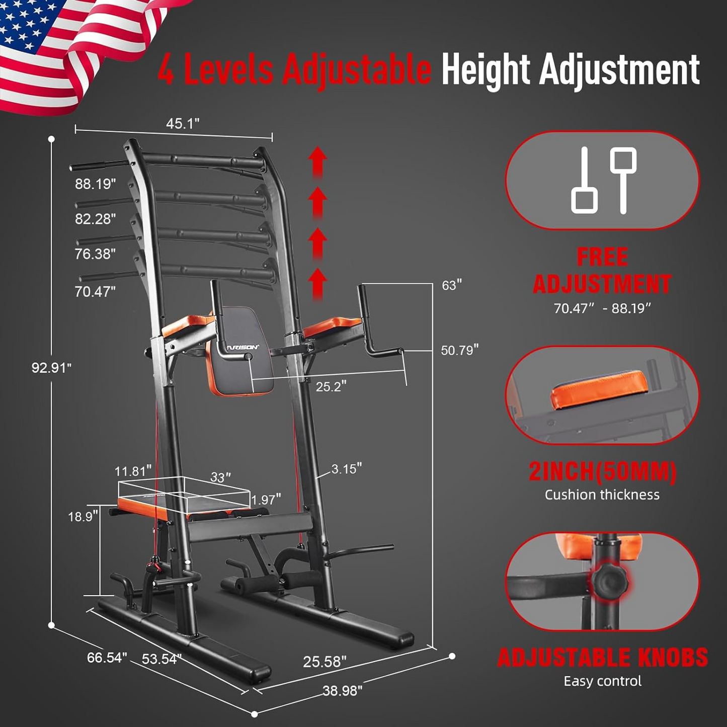Harison HR-408 VKR Power Tower with Foldable Bench
