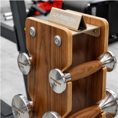 Harison HR-103A/103B Walnut and Stainless Steel Dumbbell Set