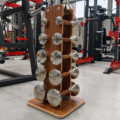 Harison HR-103A/103B Walnut and Stainless Steel Dumbbell Set