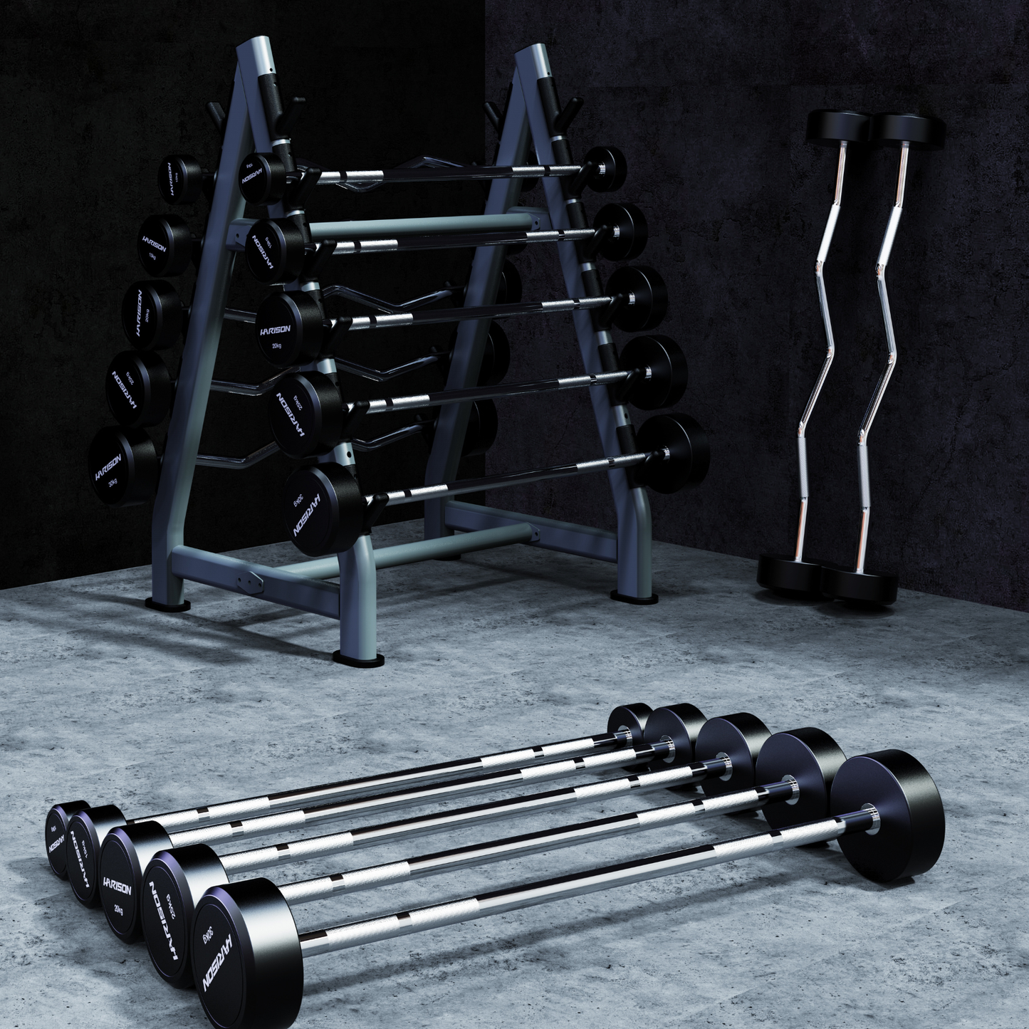 Harison Fixed Barbell / Fixed Curl Barbell / Rack
