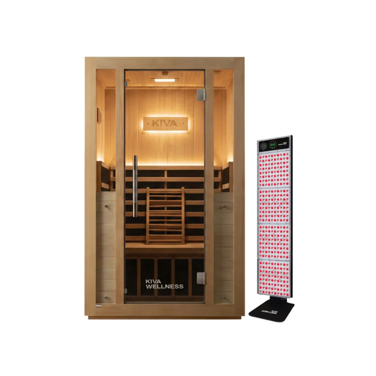 Kiva Radiance™ Pro 2 Person Full Spectrum Infrared Sauna & Red Light Therapy Panel Bundle