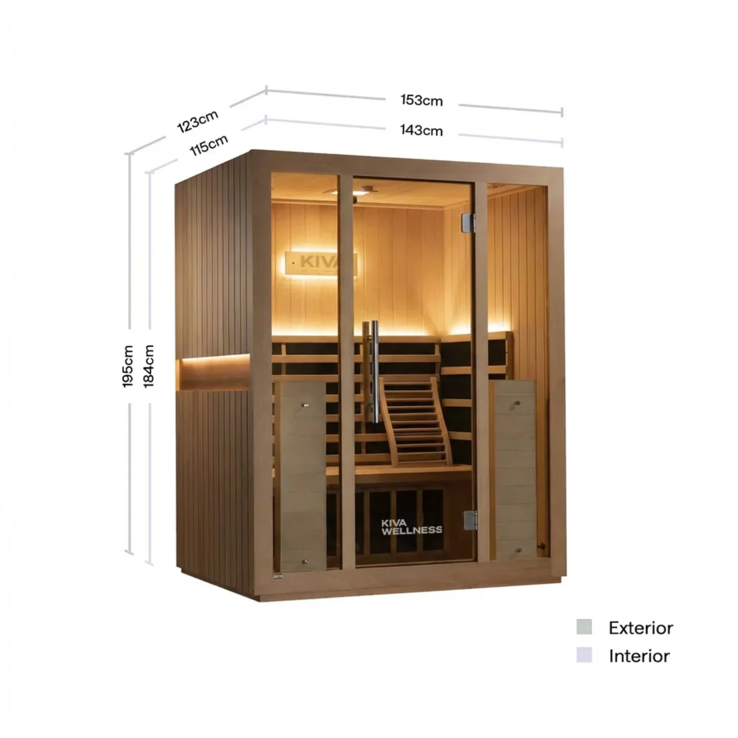 ‍Kiva Radiance™ Pro 3 Person Full Spectrum Infrared Sauna – Smart Wifi Control