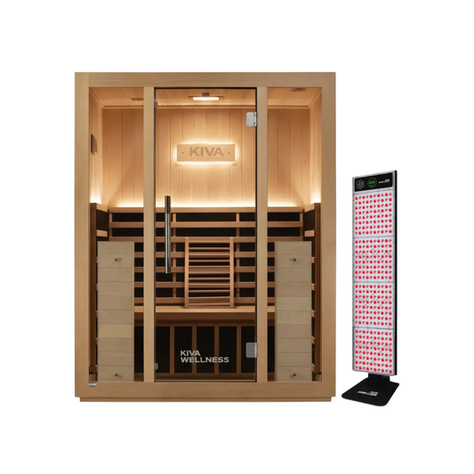 Kiva Radiance™ Pro 3 Person Full Spectrum Infrared Sauna & Red Light Therapy Panel Bundle