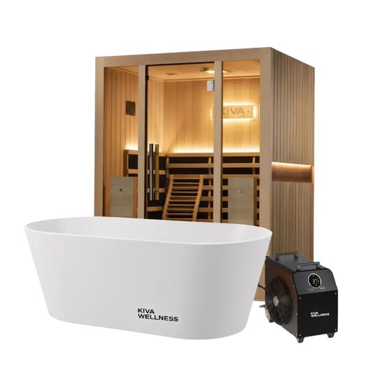 Kiva Radiance™ Pro 3 Person Full Spectrum Infrared Sauna & Käldr Acrylic Ice Bath — 0.8HP Chiller Bundle