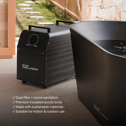 Kiva Radiance™ Pro 3 Person Full Spectrum Infrared Sauna & Käldr Acrylic Ice Bath — 0.8HP Chiller Bundle