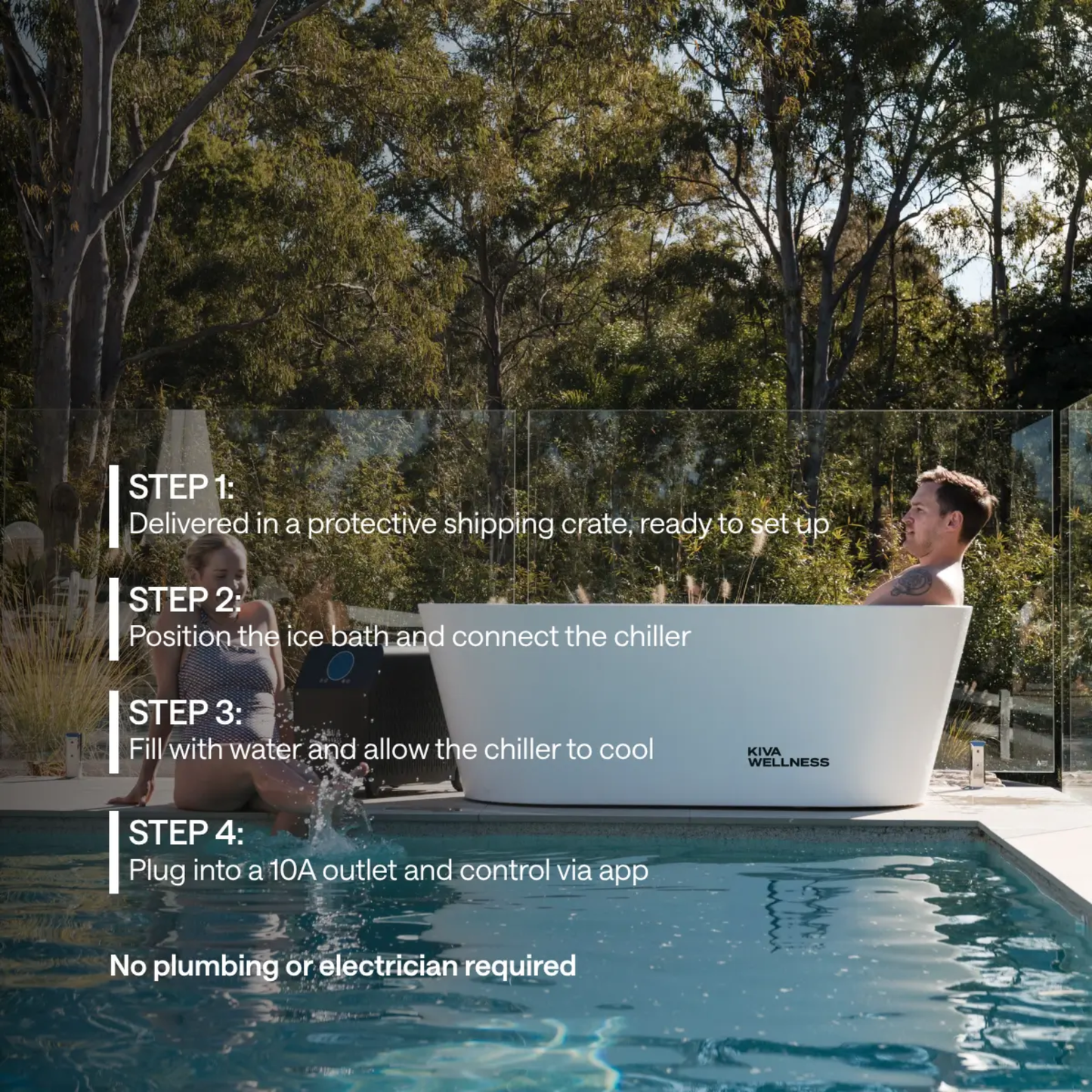 Kiva Radiance™ Pro 3 Person Full Spectrum Infrared Sauna & Käldr Acrylic Ice Bath — 0.8HP Chiller Bundle