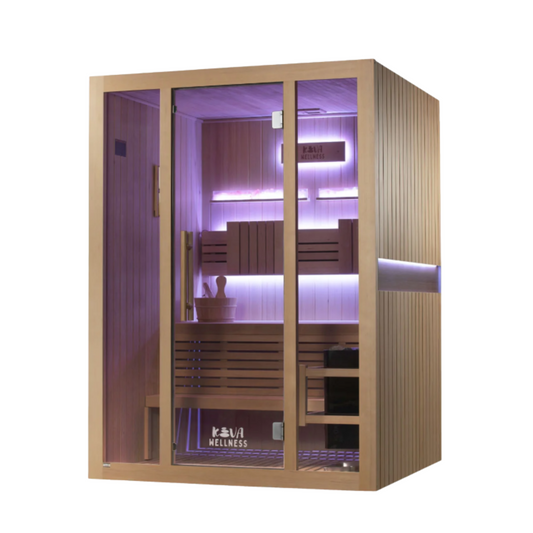 Kiva Reset 3 Person Traditional Double Tier Finnish Sauna - 4.5kw Heater