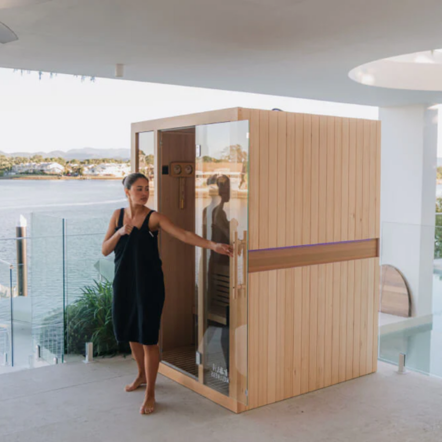 Kiva Reset 3 Person Traditional Double Tier Finnish Sauna - 4.5kw Heater