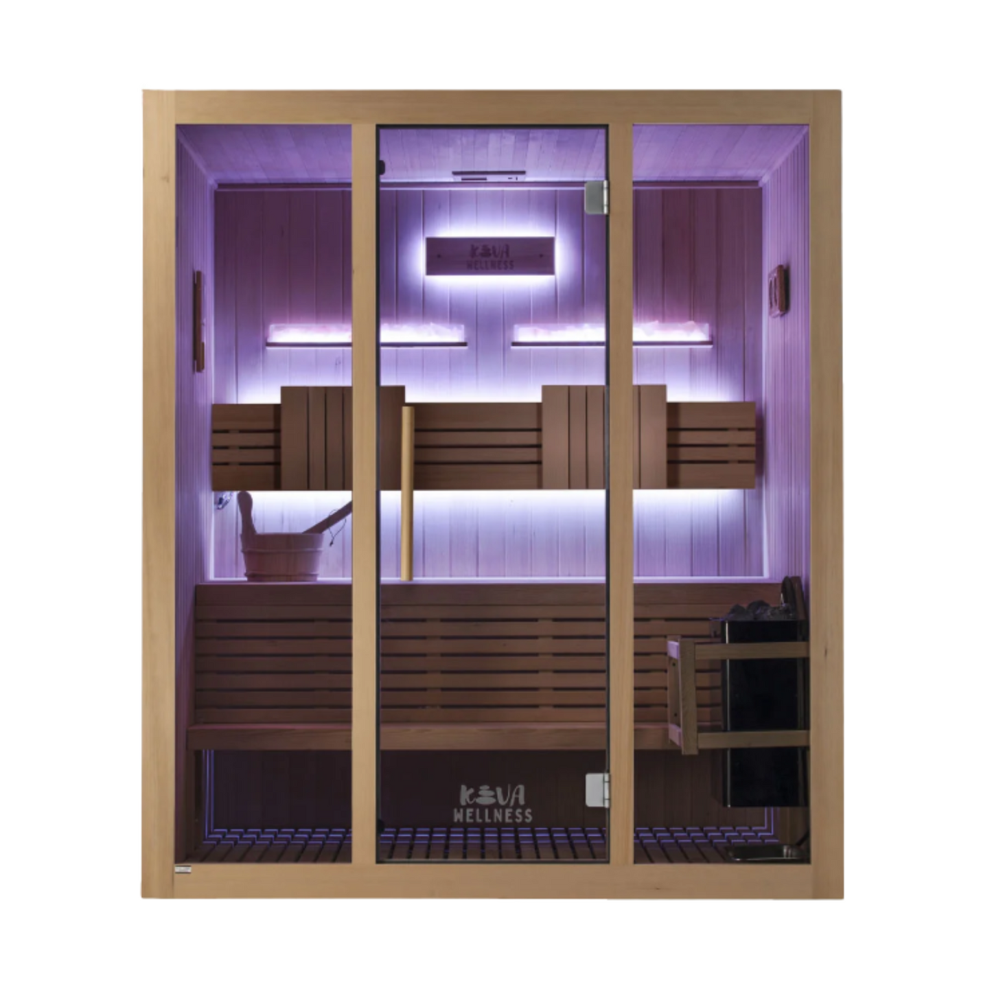 Kiva Reset 4 Person Traditional Double Tier Finnish Sauna - 6kw Heater