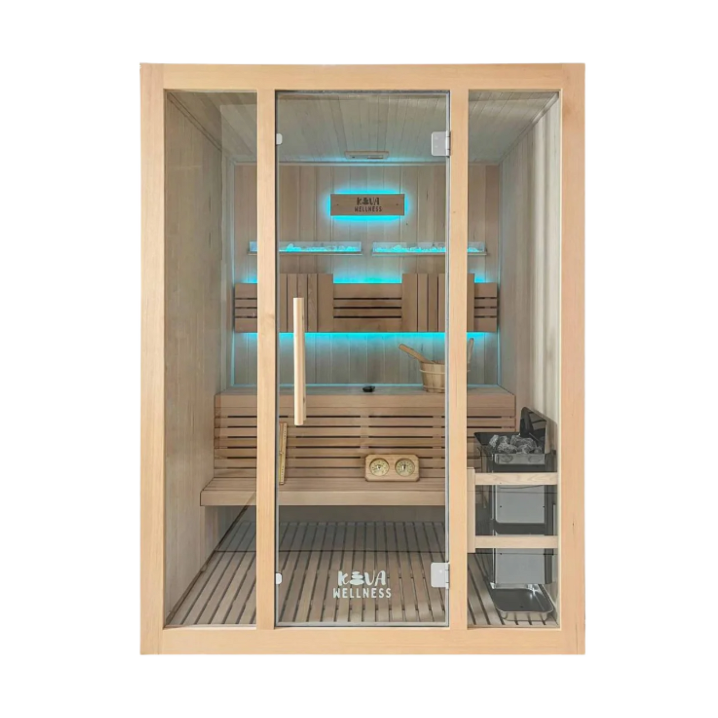 Kiva Reset 4 Person Traditional Double Tier Finnish Sauna - 6kw Heater