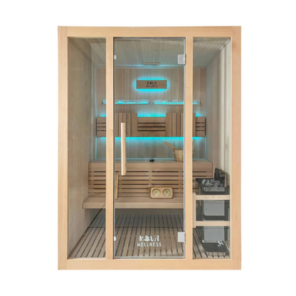 Kiva Reset 4 Person Traditional Double Tier Finnish Sauna - 6kw Heater