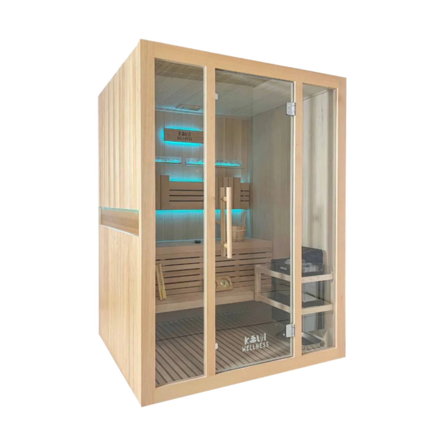 Kiva Reset 4 Person Traditional Double Tier Finnish Sauna - 6kw Heater