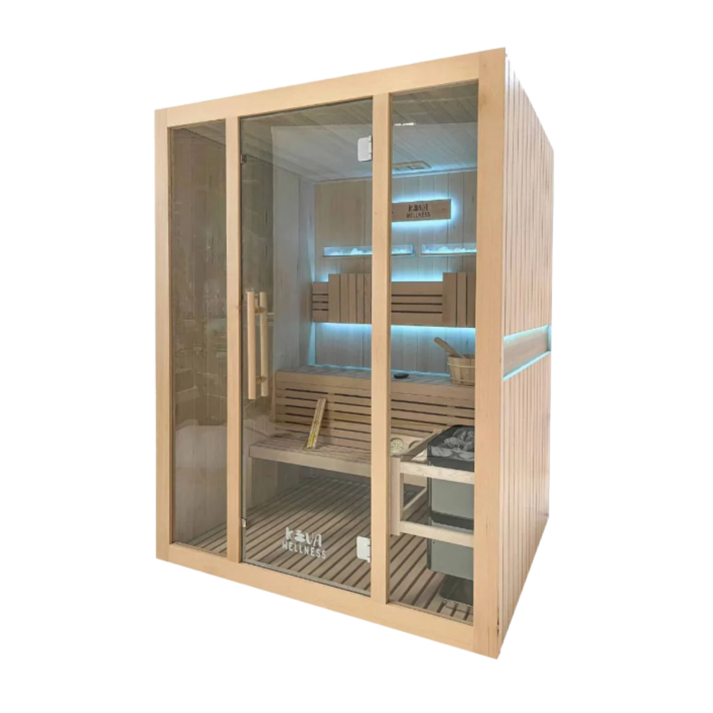 Kiva Reset 4 Person Traditional Double Tier Finnish Sauna - 6kw Heater