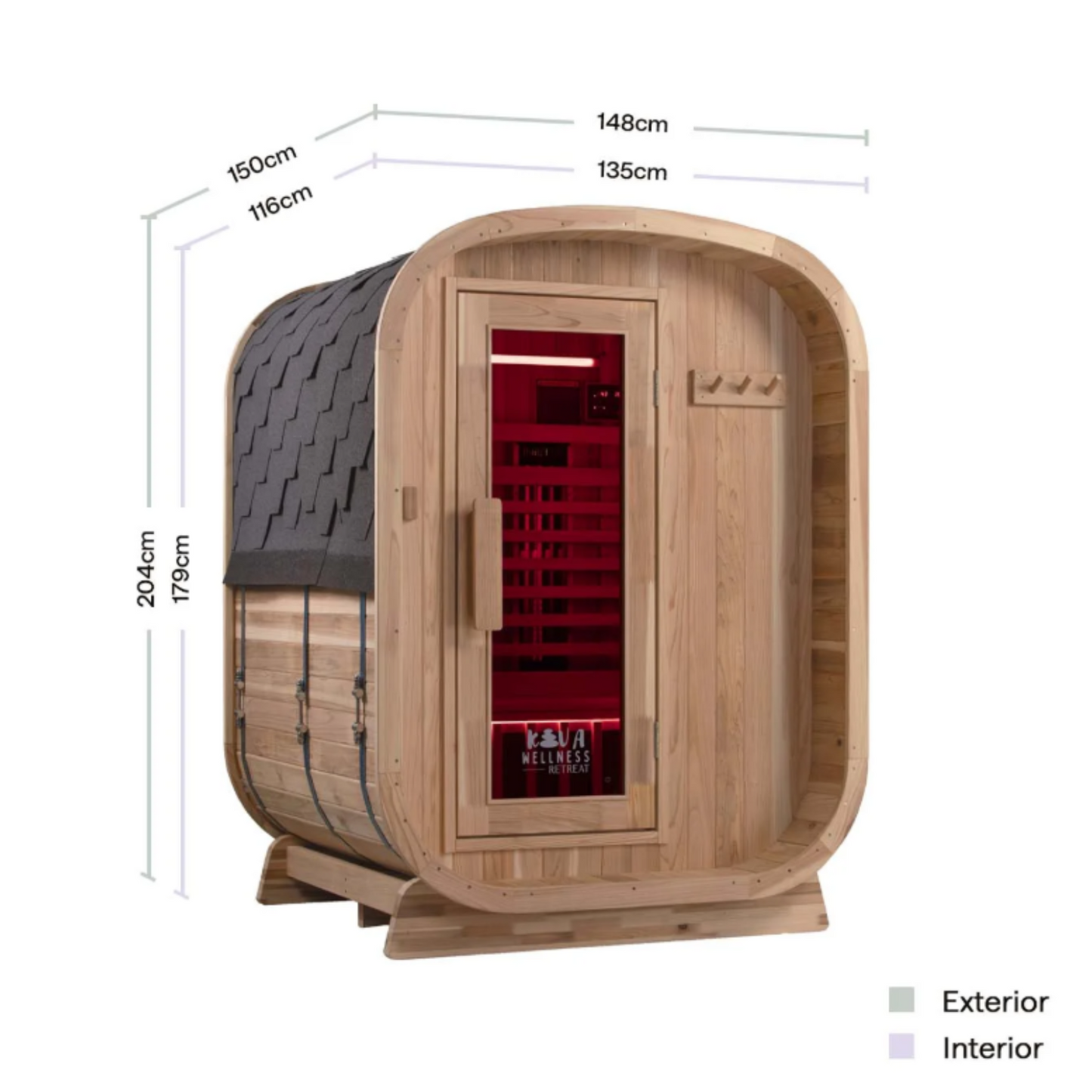 Kiva Retreat Outdoor Full Spectrum Infrared Sauna - 2 to 3 Person