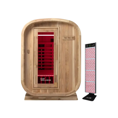 Kiva Retreat™ 2–3 Person Outdoor Full Spectrum Infrared Sauna & Red Light Therapy Panel Bundle