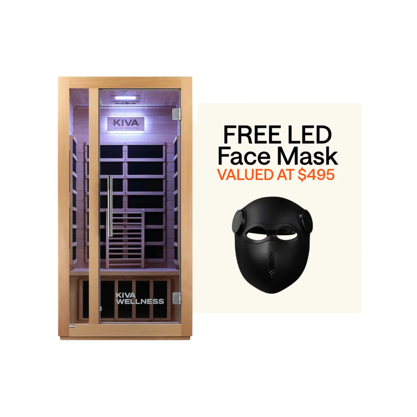 Kiva Rise™ 1 Person Far-Infrared Sauna + FREE LED Face Mask