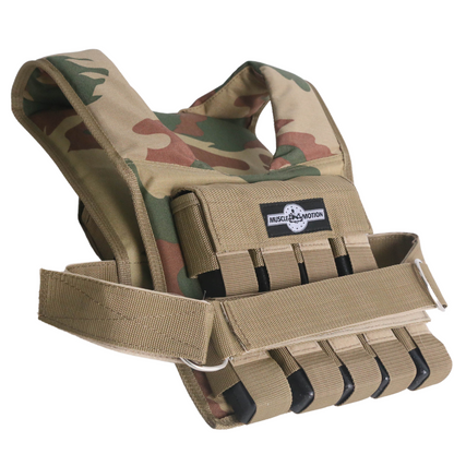 Muscle Motion Camo Weight Vest 20kg-Gym Direct