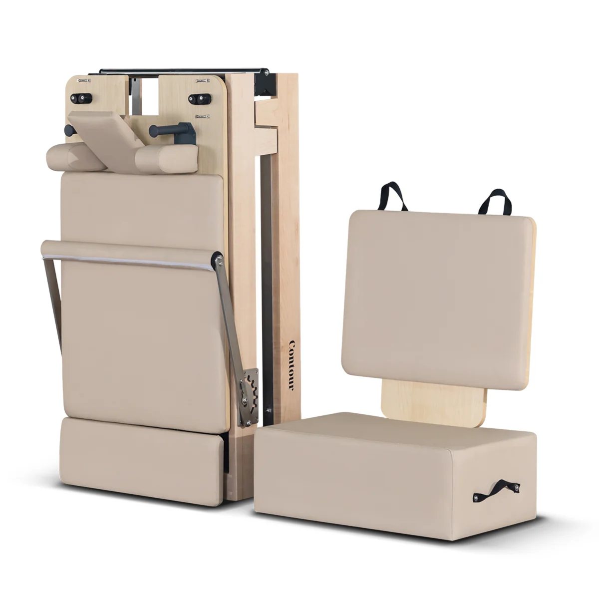 Contour Folding Wooden Pilates Reformer Machine (Beige)