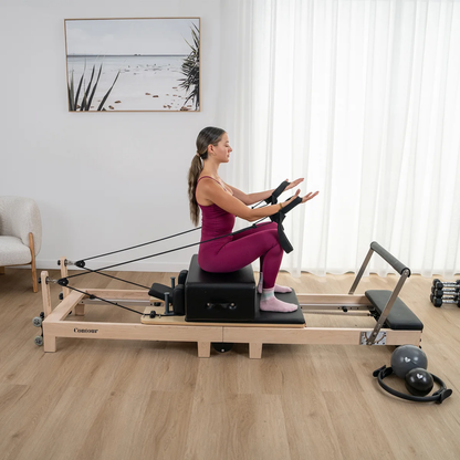 Contour Folding Wooden Pilates Reformer Machine (Black)