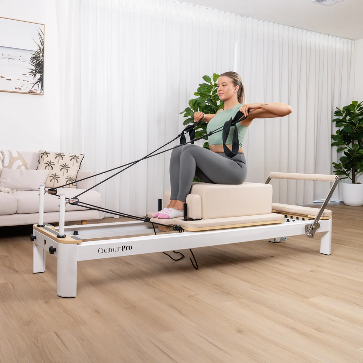 Contour Pro Aluminium Pilates Reformer Machine (Beige)