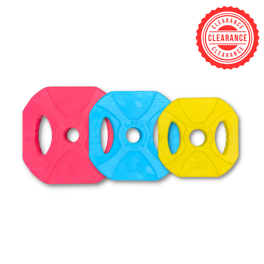 Muscle Motion Colour Standard Rubber Coated Pump Barbell Weight Plates - Showroom Clearance
