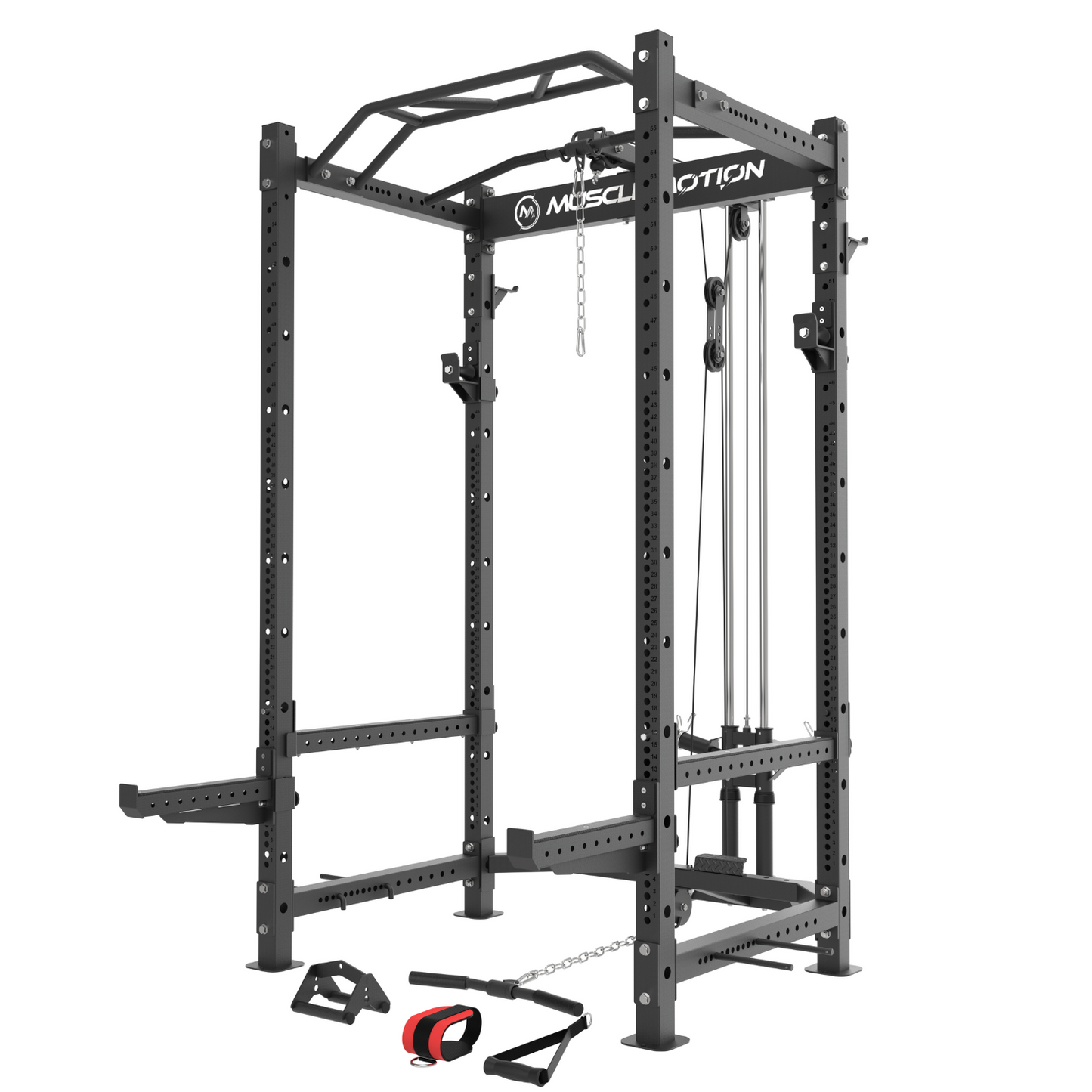 Muscle Motion PR1012 Package - Muscle Motion PR1012 Package - Power Rack inc high low pulley + Bench + Bar + 77.5kg Olympic weights