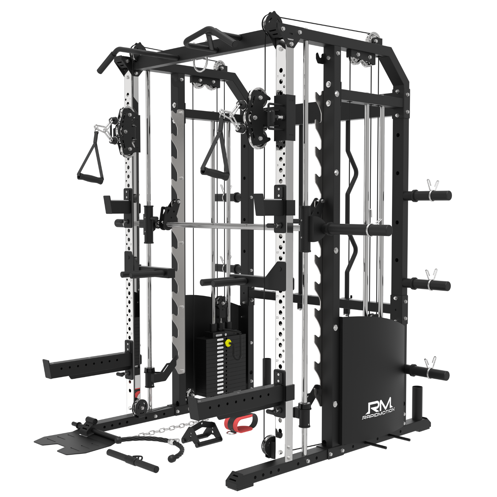 Rapid Motion FT1008 Commercial Smith Machine Power Rack and Functional Trainer 3 in 1-Gym Direct