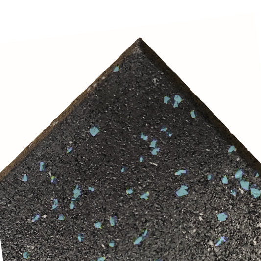 Plain Rubber Gym Flooring - Black + Blue Flecks 1m x 1m x 15mm