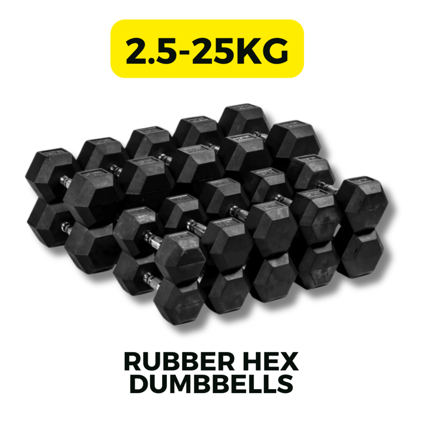 -Rubber Hex Dumbbell Package-Gym Direct