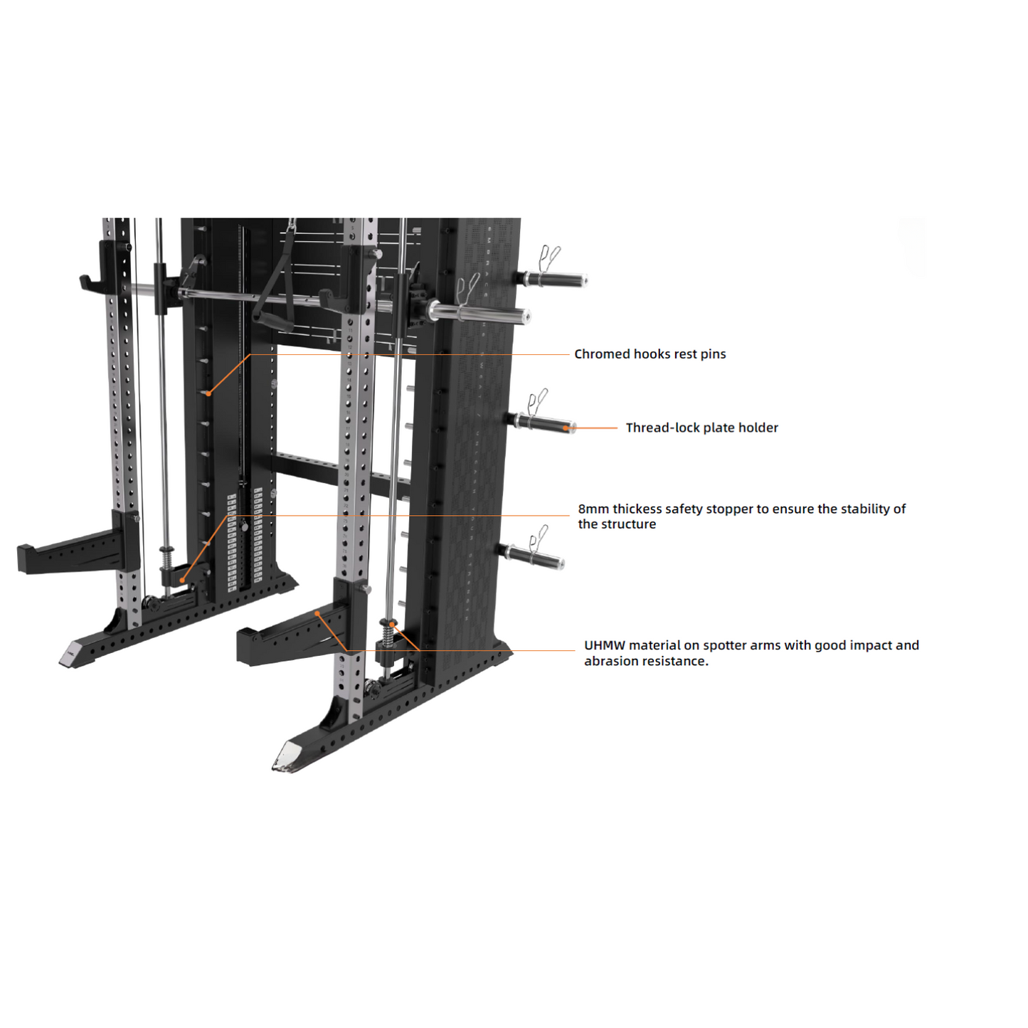 Rapid Motion RM7 Series Commercial Modular Power Rack Smith Machine Functional Trainer All-In-One