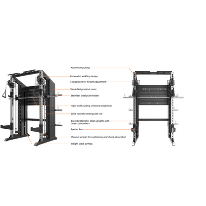 Rapid Motion RM7 Series Commercial Modular Power Rack Smith Machine Functional Trainer All-In-One