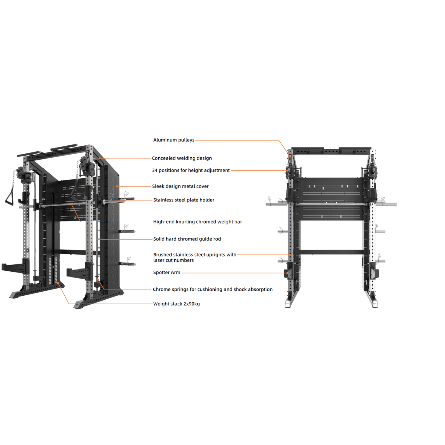 Rapid Motion RM7 Series Commercial Modular Power Rack Smith Machine Functional Trainer All-In-One