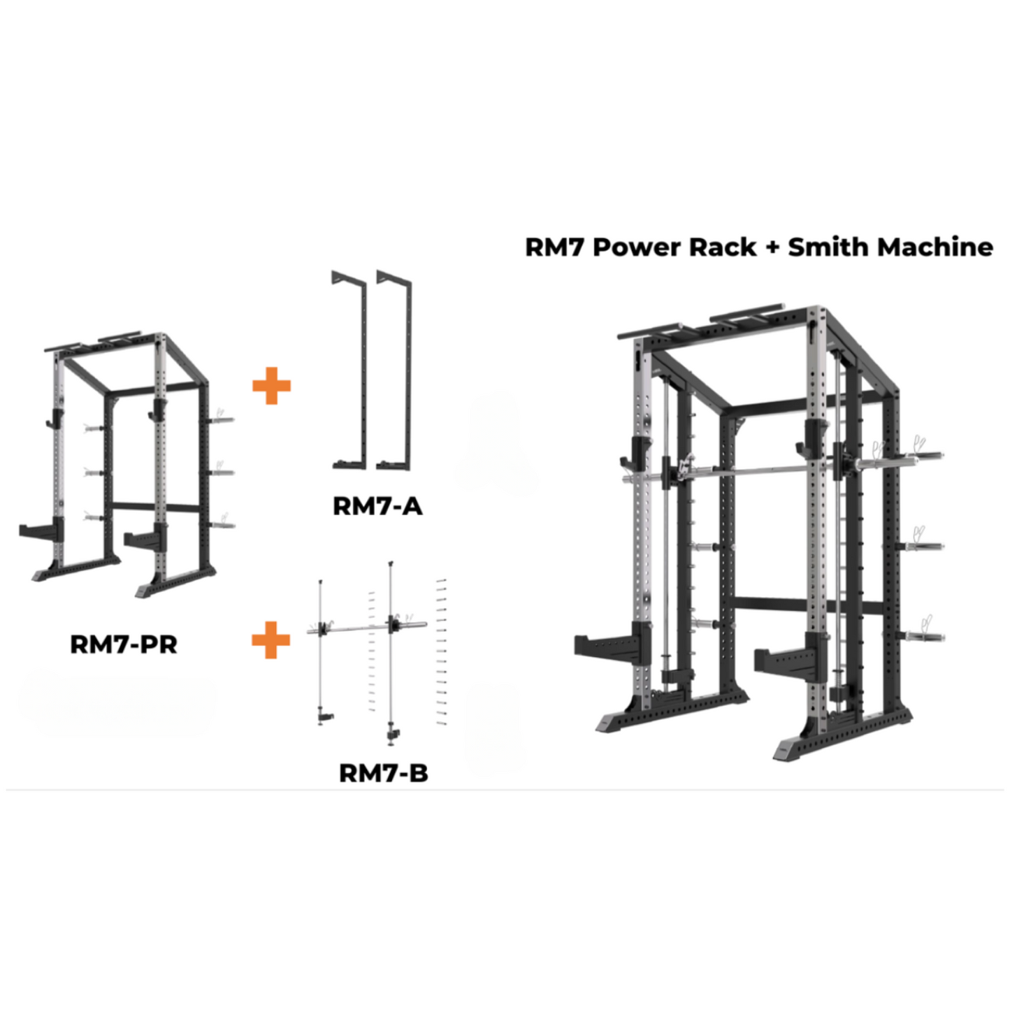 Rapid Motion RM7 Series Commercial Modular Power Rack Smith Machine Functional Trainer All-In-One