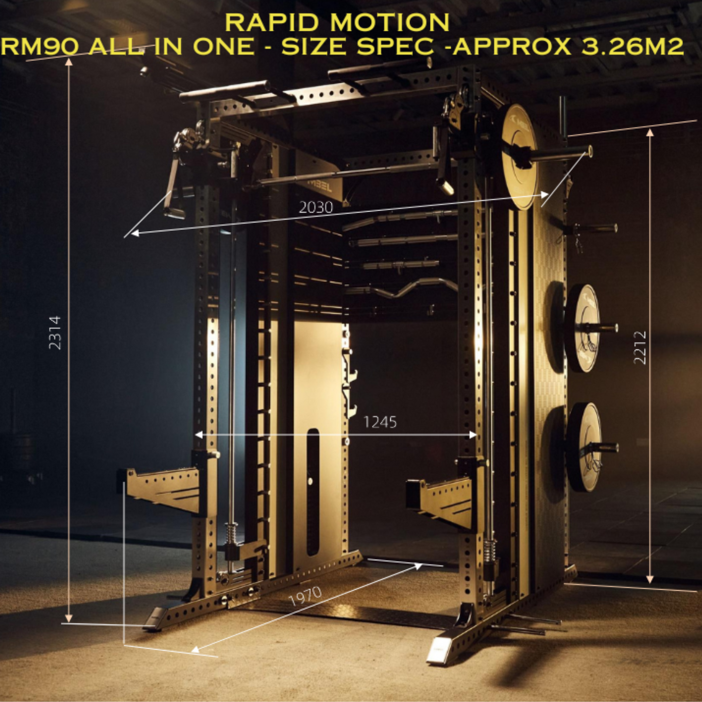 Rapid Motion RM9 Commercial All in One - Power Rack, Smith Machine and Cable