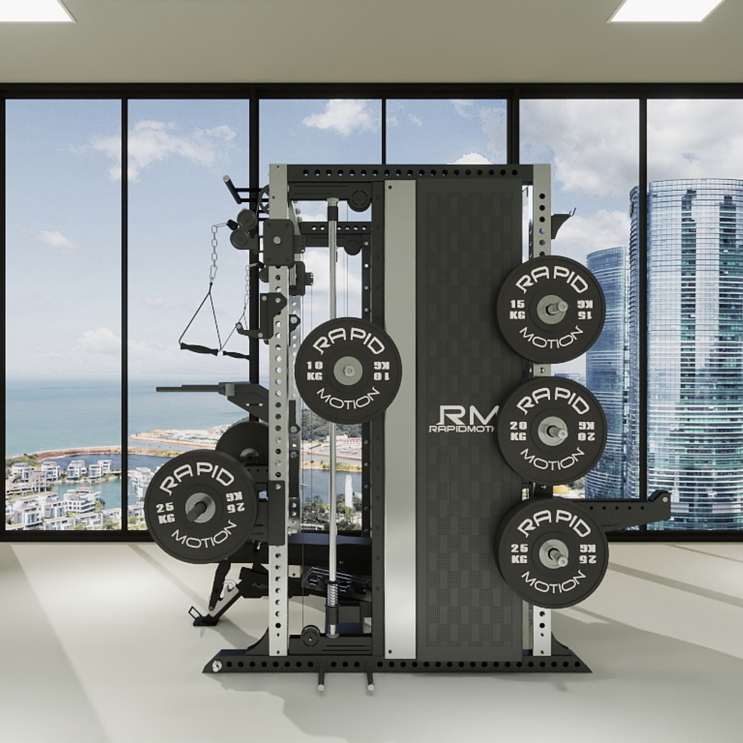 RMC GRAVIX Commercial RM9 Multi-Functional Trainer Power Rack + Smith Machine + Functional All-In-One Package 1