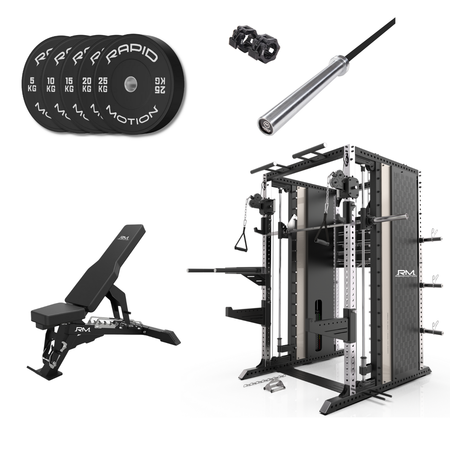 RMC GRAVIX Commercial RM9 Multi-Functional Trainer Power Rack + Smith Machine + Functional All-In-One Package 1