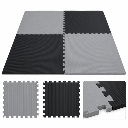 Morgan Tatami Jigsaw Interlocking Floor Mats 3cm Grey / Black