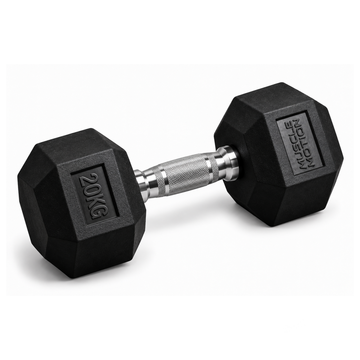 Muscle Motion Rubber Hex Dumbbell Set With 2 Tier Rack (5kg To 40kg) (12 Pairs)