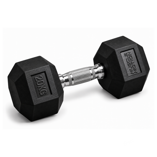 20kg Muscle Motion Rubber Hex Dumbbells (Sold Individually)