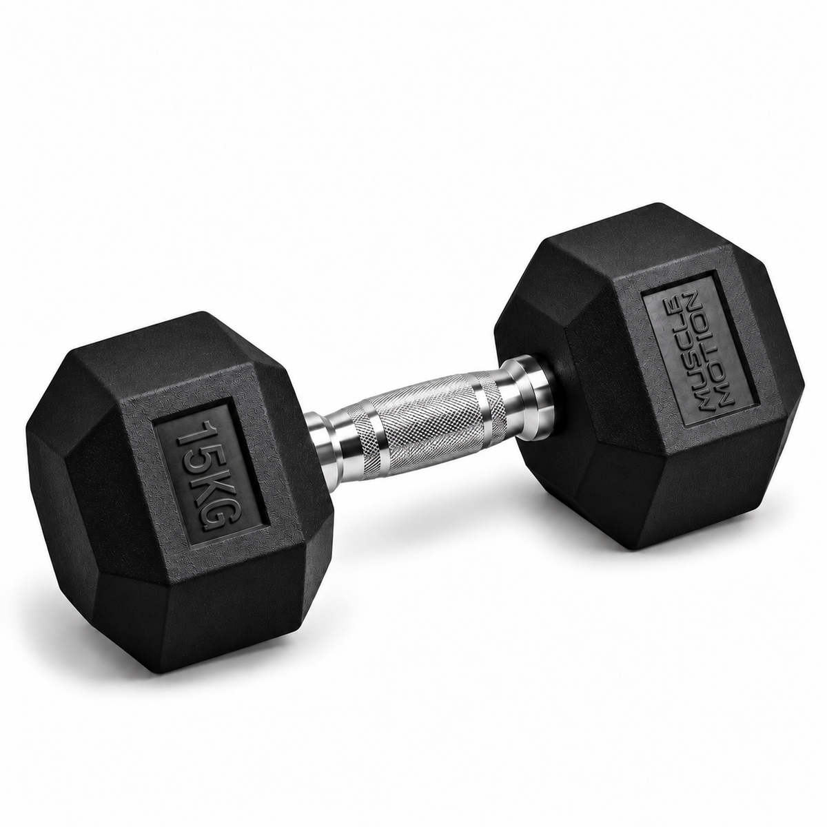 Muscle Motion Rubber Hex Dumbbell Set With 2 Tier Rack (5kg To 40kg) (12 Pairs)